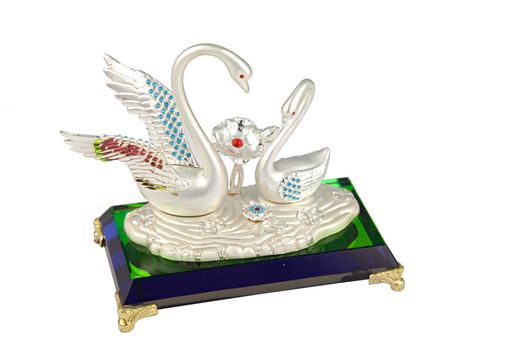 isolated of crystal couples swan for home decoration