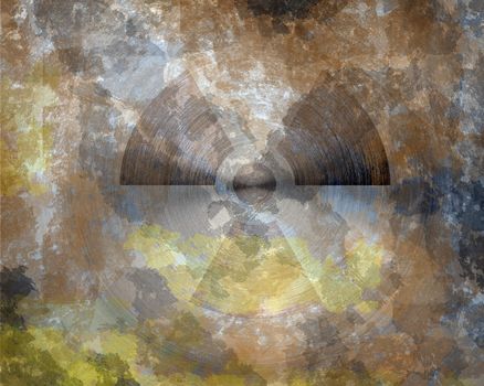 grunge nuclear sign on metal texture background