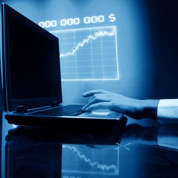 laptop finance work close up