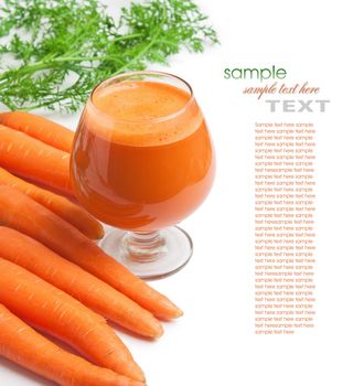 carrots and carrot juice in a glass