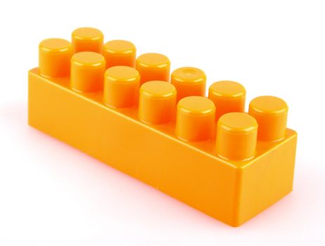 Plastic building blocks on a white background