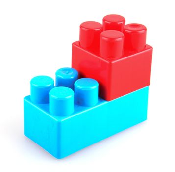 Plastic building blocks on a white background