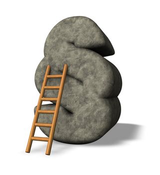 ladder leans on stone paragraph - 3d illustration