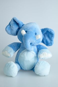 Blue stuffed elephant isolated