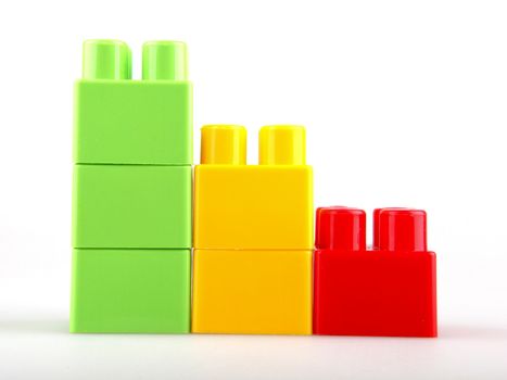 Plastic building blocks on a white background