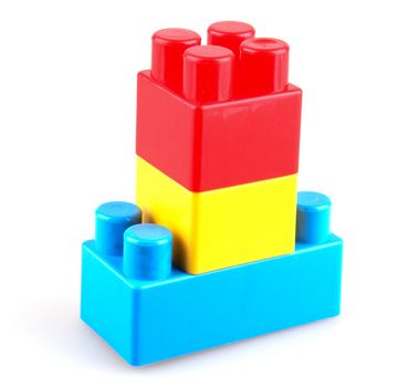 Plastic building blocks on a white background