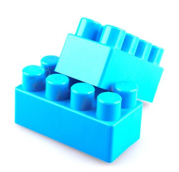 Plastic building blocks on a white background