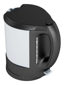 Metallic modern electric teapot isolated on white background