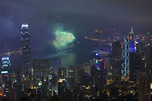 HONG KONG - FEBRUARY 11, Hong Kong Chinese New Year Fireworks at Victoria Harbour, Hong Kong on 11 February, 2013. It is the celebration of year of snake and lasts for 30 minutes.