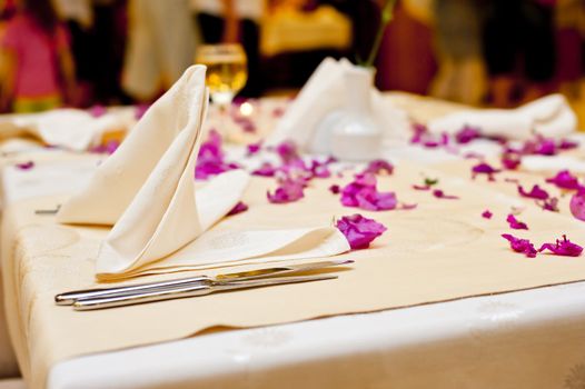 Table setting at a restaurant for the holiday dinner