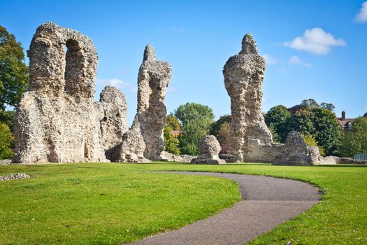 Ruins of the Abbey in Bury St Edmunds, UK