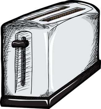 Isolated drawing of a 2-slice toaster over white background