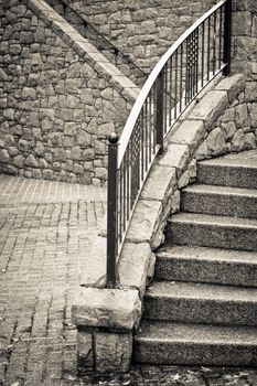 Urban stone steps in a UK town center