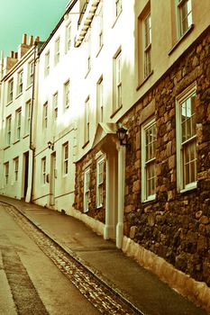 Row of elegant town houses in Guernsey