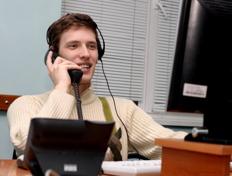 Office worker talking on the phone