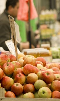 Apples at flow market Zeleni Venac in Belgrade, Serbia