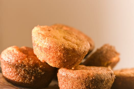 A stack of corn muffin close up