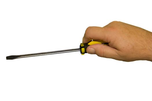 Using a screwdriver, wiih clipping path