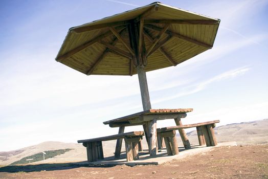 Bench on clearing at mountain Zlatibor, Serbia