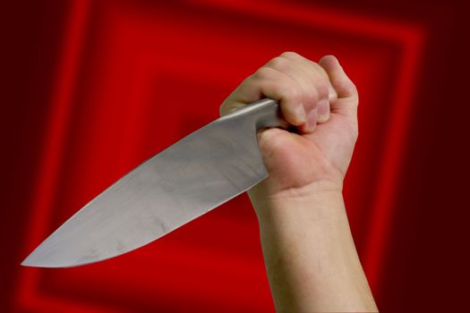 A knife wielding attacker. With clipping path.