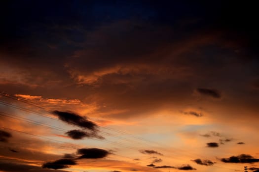 Red cloudy sky in dusk