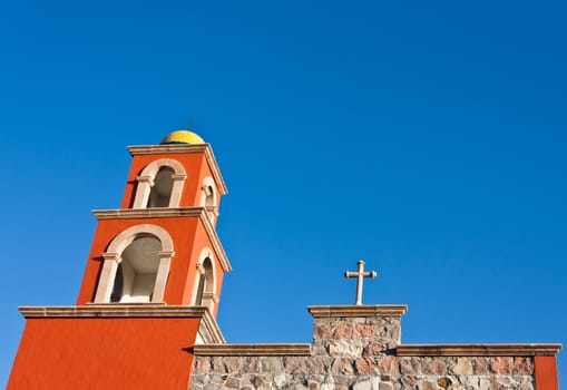 Detail of a Mexican church, brilliant colours