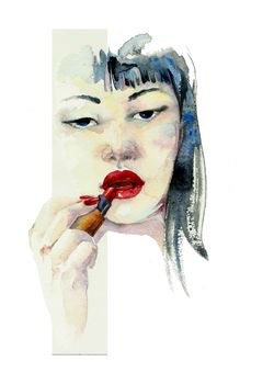 asian girl with lipstick