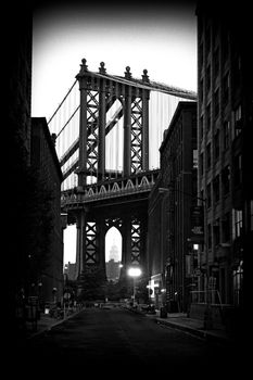 Brooklyn Bridge and Manhattan Skyline At Night, New York City