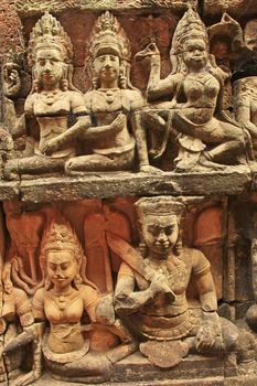 Decorative wall carving, Terrace of the Leper King, Angkor Thom, Cambodia