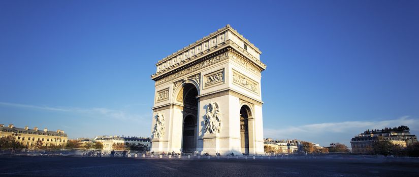 panoramic view of the Arc de Triomphe, Paris, France