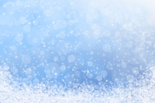 Winter Blue Sparkly Sky and Snow Background