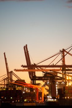 cranes on the quay in the Taranto port