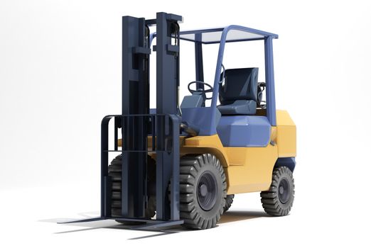Forklift loader close-up on a light background