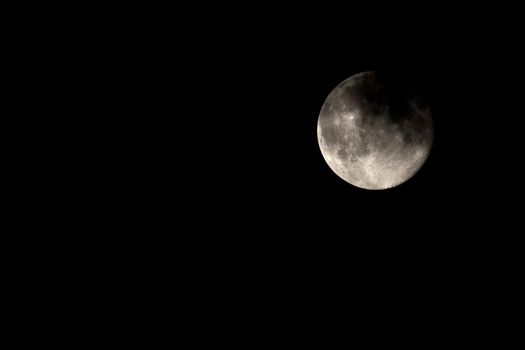 Dark Moody Cloud Covered Full Moon Waning by One Day