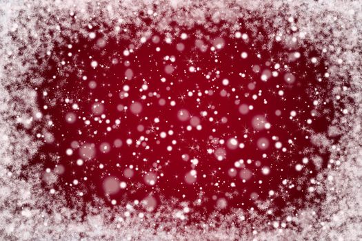 Pretty Red Christmas Background with Snow and Stars