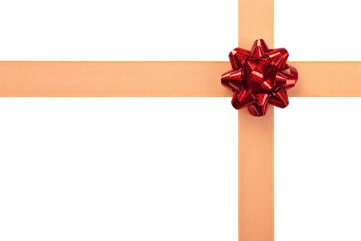 Gift Wrap with Orange Ribbon with Red Bow Isolated