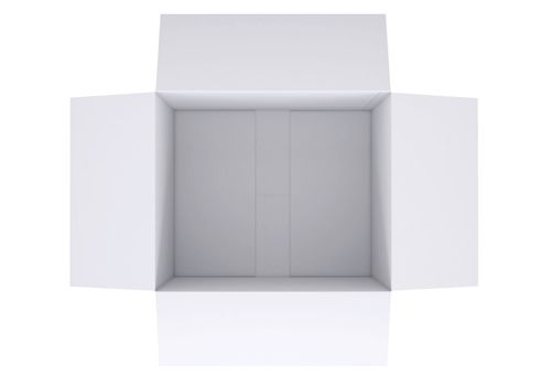 Open white cardboard box. Isolated render on a white background