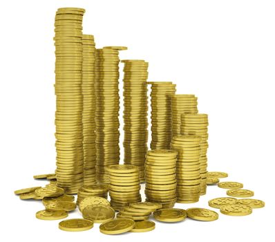 Stack of gold coins. Isolated render on a white background