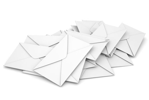 White envelopes. Isolated render on a white background