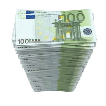 Stack of european currency. Isolated render on a white background