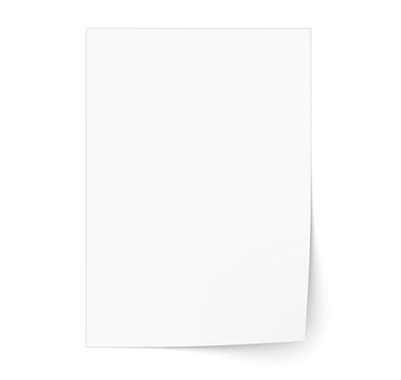 White sheet of paper. Isolated render on a white background