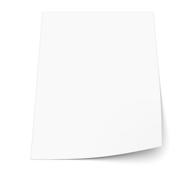 White sheet of paper. Isolated render on a white background