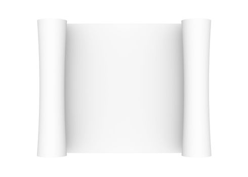 Scroll of white paper. Isolated render on a white background