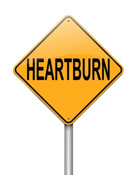 Illustration depicting a sign with a heartburn concept.