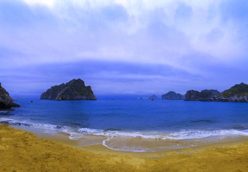View of Halong Bay from Beach Cat Co 3, Catba Island.
