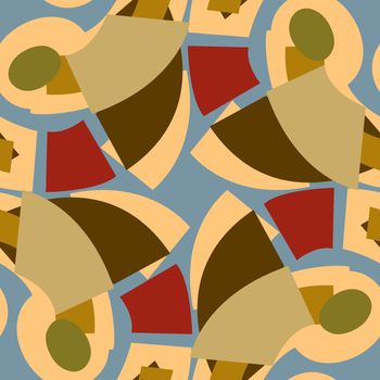 Circles and slices of earth tone colors in seamless background pattern