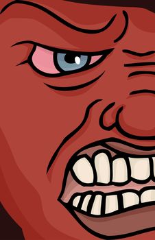 Close up illustration of a red enraged face
