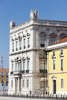 facade of building at the commerce square in Lisbon