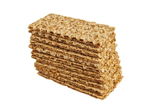 Sesame wholegrain crispbreads isolated on white background