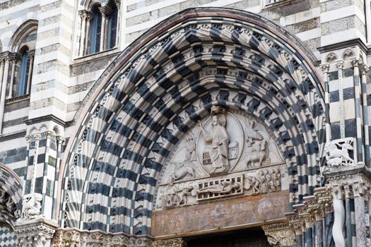 Arch Door of Saint Lawrence (Lorenzo) Cathedral in Genoa, Italy
